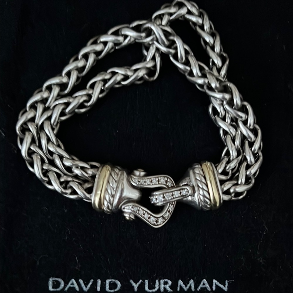 David Yurman Silver Bracelet Sterling Silver, Gold and diamonds.